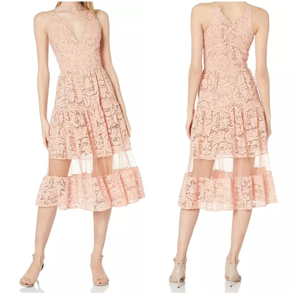 Dress the Population Illusion Midi Lace Dress XS